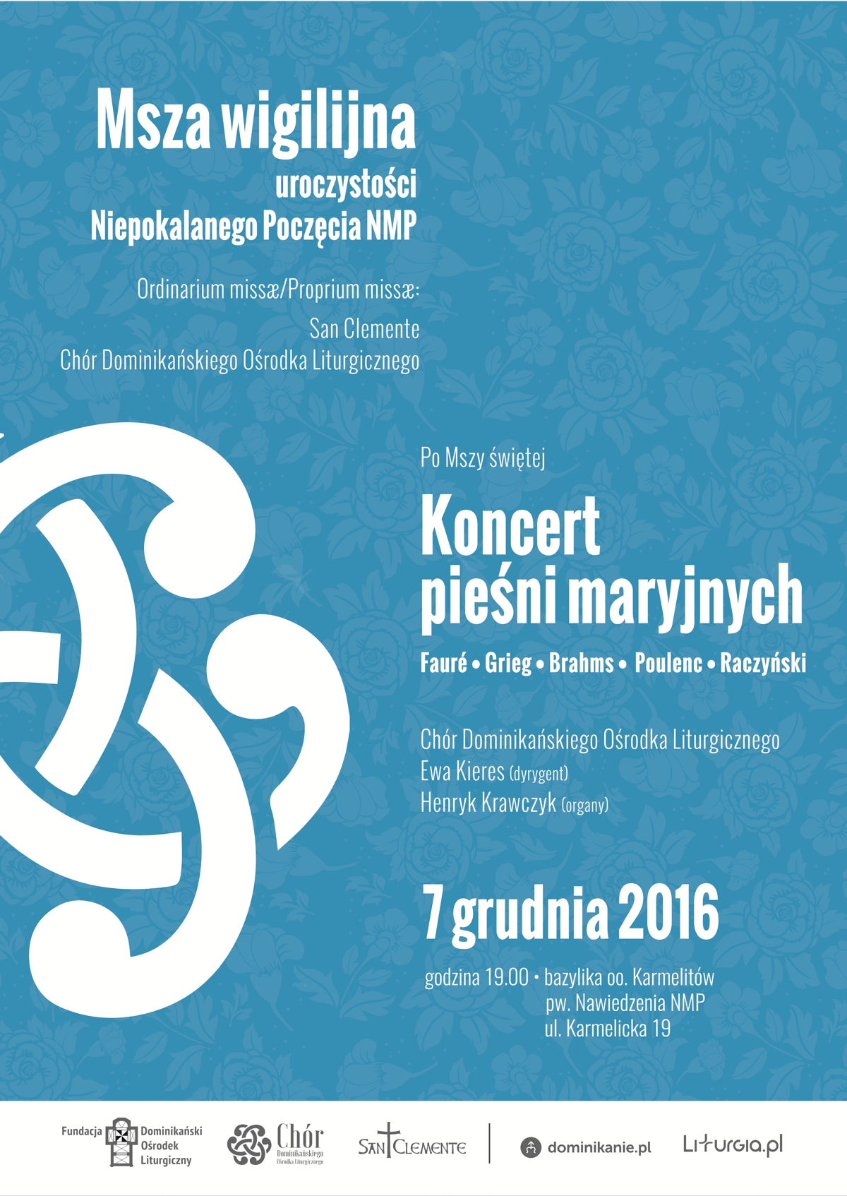 Koncert pieśni maryjnych - plakat
